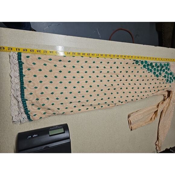 Vintage Cultural Kurta Sheath Floral Pink Green Sheath Indian Dress Sz Small - Picture 9 of 10